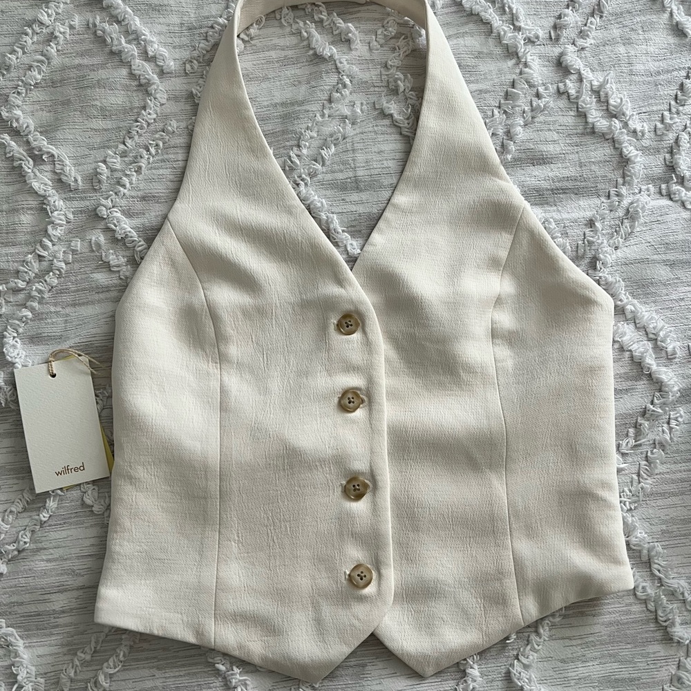 Wilfred Ivory Buttoned Halter Top